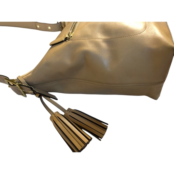 COACH BUCKET Large Legacy Light Tan LEATHER DUFFLE SHOULDER BAG - Picture 6 of 16